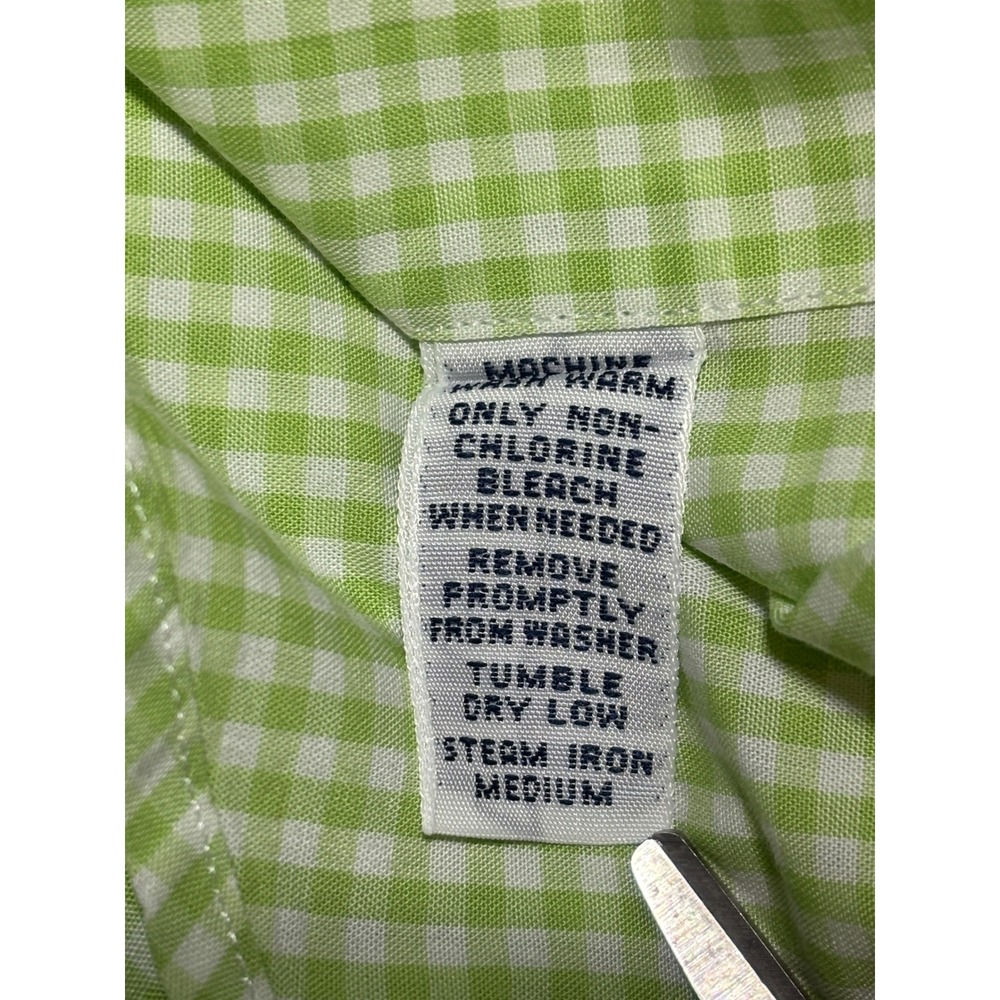 Ralph Lauren Blake Mens Green Gingham Short Sleeve Cotton Button Down Shirt Sz L - Picture 9 of 9